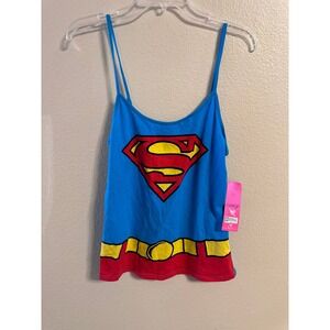 Supergirl Tank Top Blue Red Yellow Superman Logo Graphic Cami Women's L G
